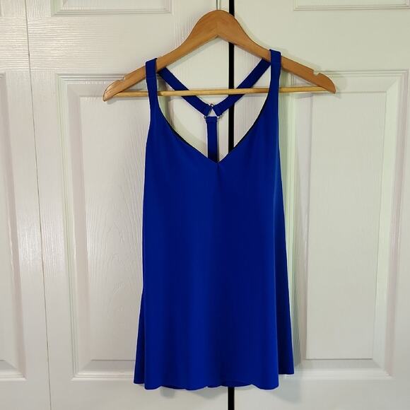 Vintage Aqua Green Blue Sleeveless Racerback Tank Top Size LG Athleisure Flowy - Picture 1 of 9